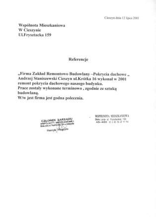 Wspólnota Mieszkaniowa<br />Cieszyn, lipiec 2001